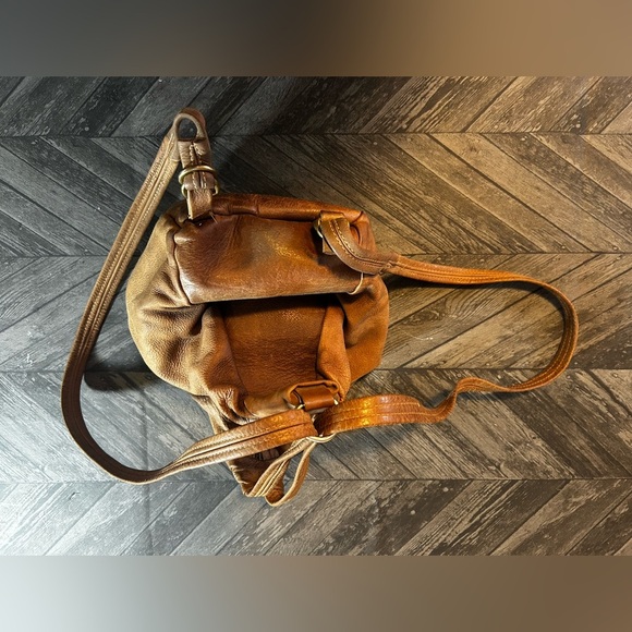 Vintage Karen Gunna Leather Light Camel Brown Rucksack Backpack made in Canada - Picture 11 of 13